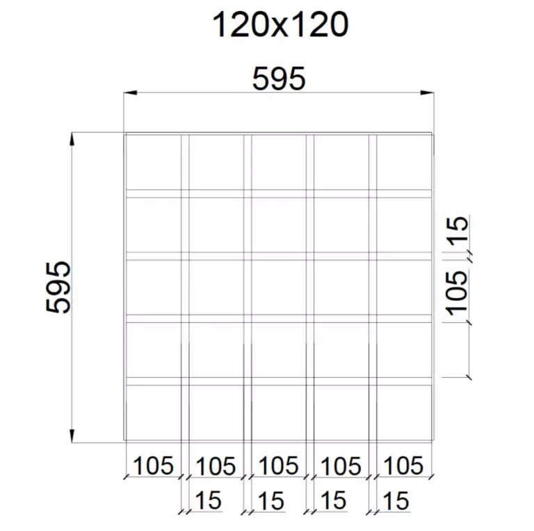 Потолок Грильято GL15 120×120 Негорючий